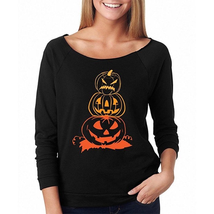 Pullover Tops,Morecome Women Halloween Pumpkin Print Long Sleeve Sweatshirt N3