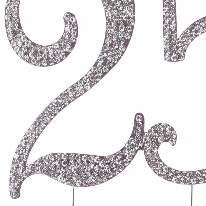 25 Cake Topper for 25th Birthday or Anniversary, Crystal Rhinestone Party Decoration Supplies (Silver) N7