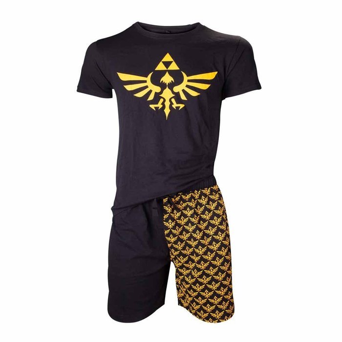 NINTENDO Men's Legend Of Zelda Shortama Nightwear Set Medium Black Yellow