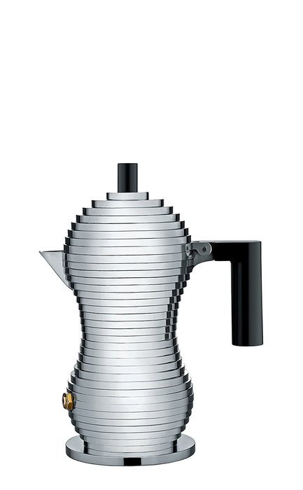 Alessi MDL02/1 B "Pulcina" Stove Top Espresso 1 Cup Coffee Maker in Aluminum Casting Handle And Knob in Pa, Black