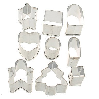 Sher 10PCS Stainless Steel Gingerbread House Cookie Cake Cutters Biscuit Bread Moldelling Mold Baking Set N4