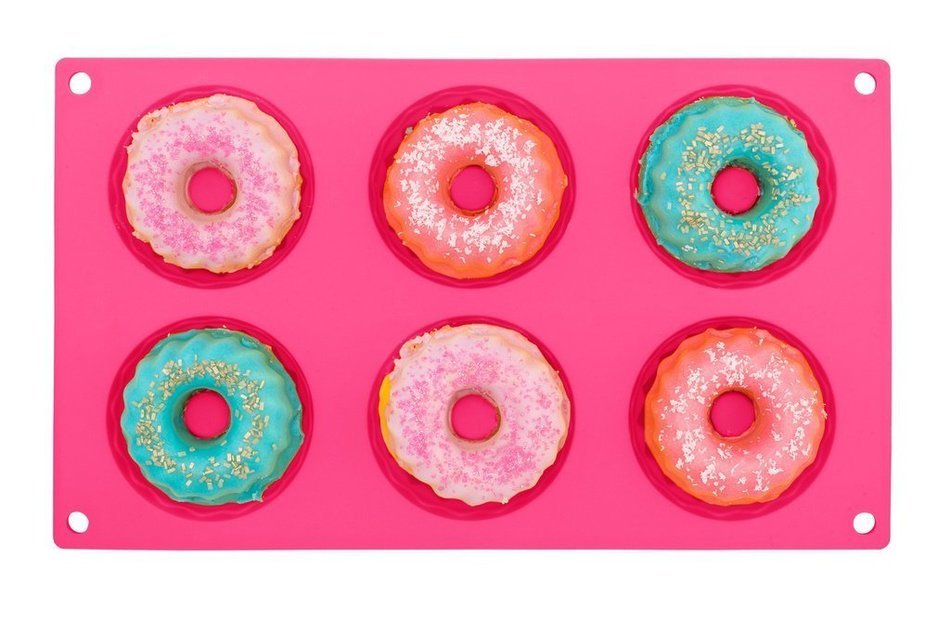 1 Pack 6 Cavity Donut Pan BONUS EBOOK! 100% Food Grade Top Silicone Baking Pan, BPA-Free, Non-Stick, Full Size... N5