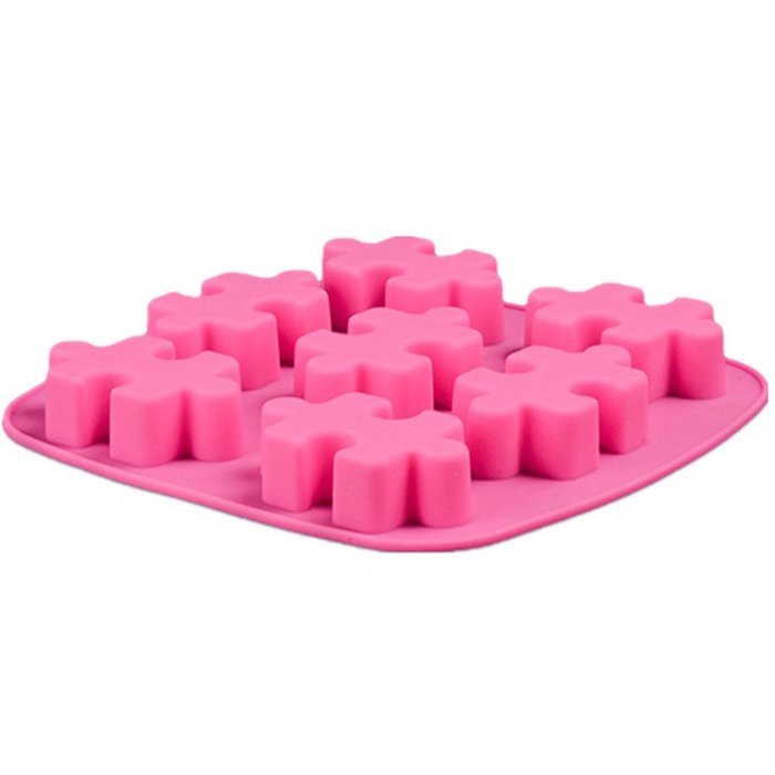 M&F Christmas Silicone 7 Hole Puzzles Shape Cookies Cake Chocolate Jelly Bakeware(Pink) N2