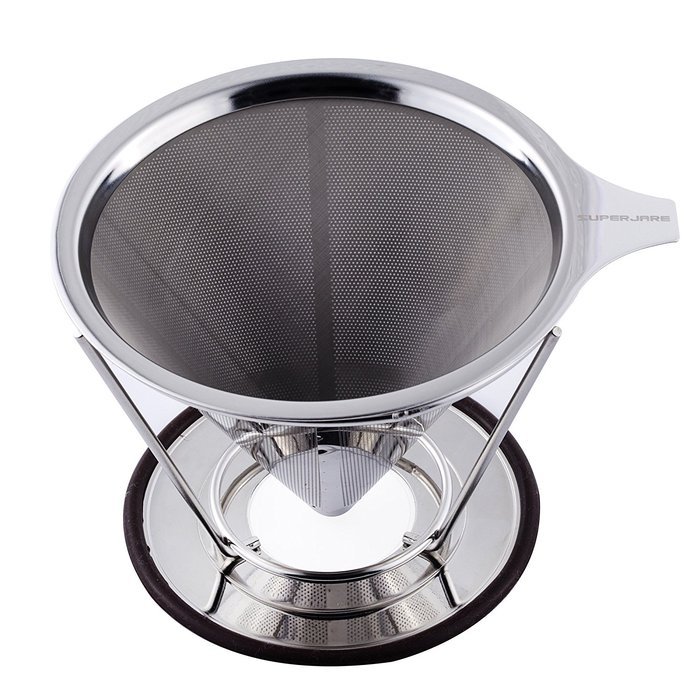 Superjare 1-2 Cups Reusable Stainless Steel Coffee Dripper with Pour Over Cup Stand 30106M N3