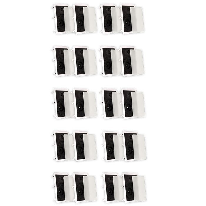 Theater Solutions TSS8W In Wall 8" Speakers Surround Sound Home Theater Deluxe 10 Pair Pack 10TSS8W