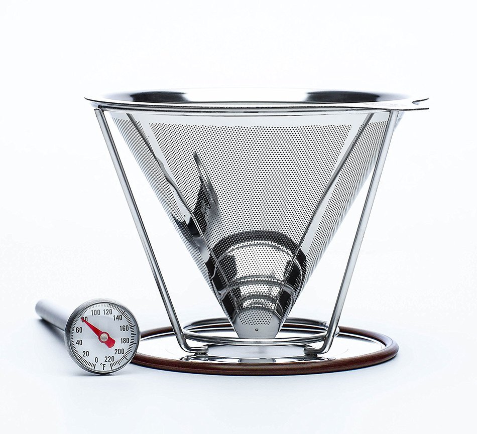 OmBrew Eco-Friendly Pour Over Stainless Steel Reusable Coffee Dripper with Separating Stand -Bundle with Dial... N2