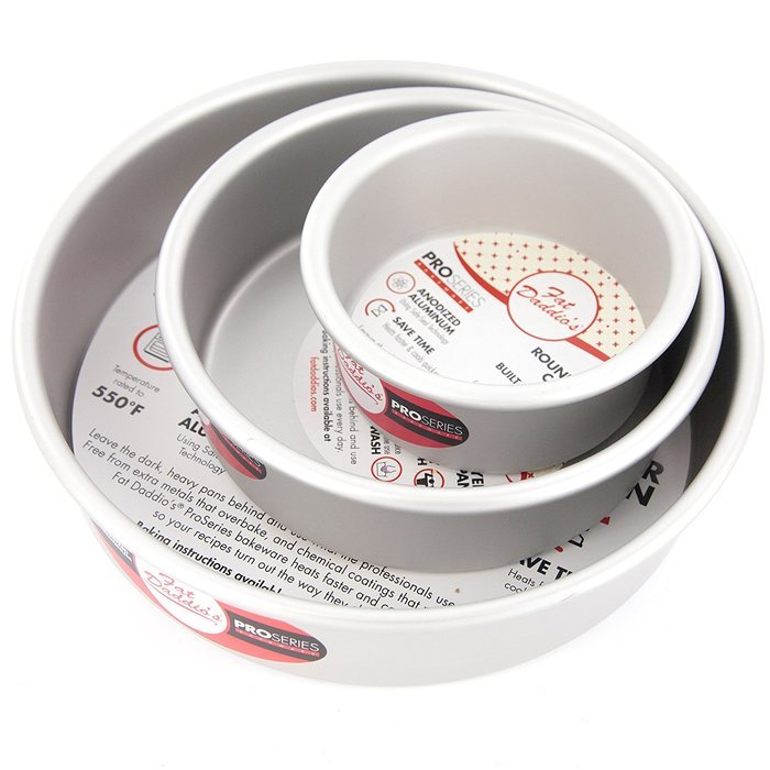 Cake Pan Set of 3, Round 2 Inches (4", 6", 8") by Fat Daddio's