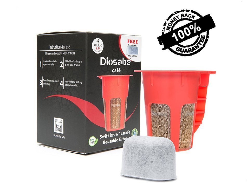 SwiftBrew 24k Gold Reusable K-Carafe Filter- K-Cup Refillable 4-5 Cup Coffee Filter Compatible With Keurig Brewers... N2