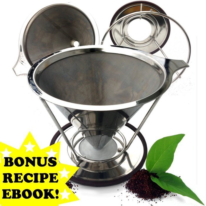 Premium Coffee Filter with Removable Stand, Stainless Steel Pour Over Coffee Filter, Pour Over Coffee Dripper,... N2