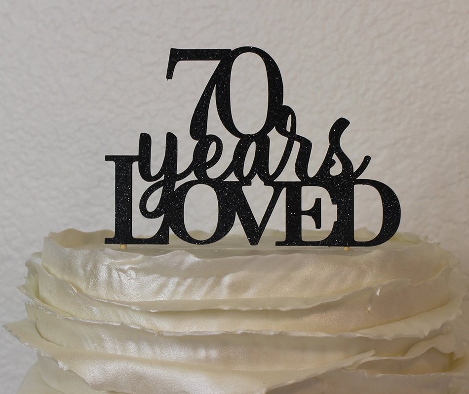 All About Details Black 70-Years-Loved Cake Topper N2