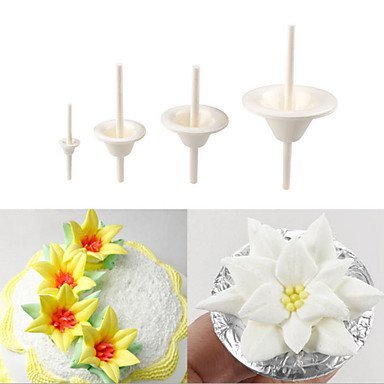 Sher Sugar Fondant Flowers Die Tools Accessories Lily Flower Pin Receptacle Cake Decorating,Set of 4 N2