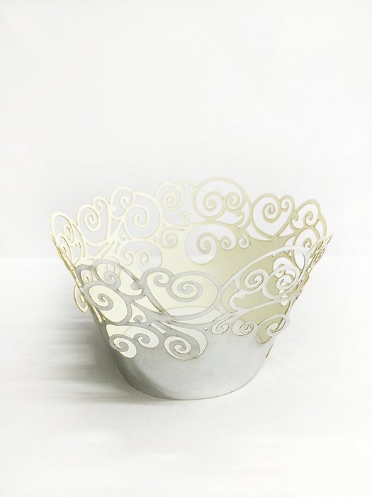 HUAL Cupcake Wrappers 50 Filigree Artistic Bake Cake Mirror Paper Cups Wave Lace Laser Cut Liner Baking Cup Muffin... N6