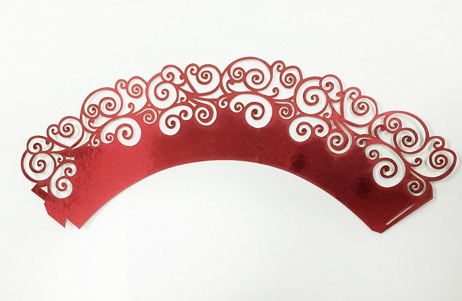 HUAL Cupcake Wrappers 50 Filigree Artistic Bake Cake Mirror Paper Cups Wave Lace Laser Cut Liner Baking Cup Muffin... N7