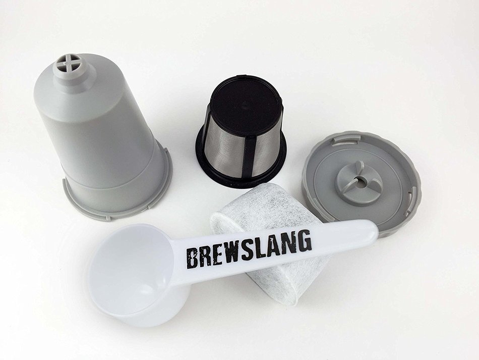 Brewslang My K-Cup Reusable Coffee Filter Set plus Bonus Charcoal Filter and Brewslang Coffee Spoon