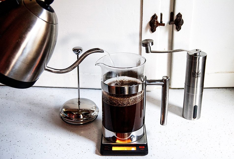 Hunt Brothers French Press Coffee Maker 8 Cups/4 Mug, 1L, 34 oz | Best Coffee Press Pot, Heat Resistant Glass... N3