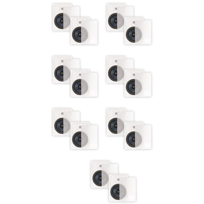Blue Octave BDW82 In Wall 8" Speakers 2 Way Home Theater Surround Sound 7 Pair Pack