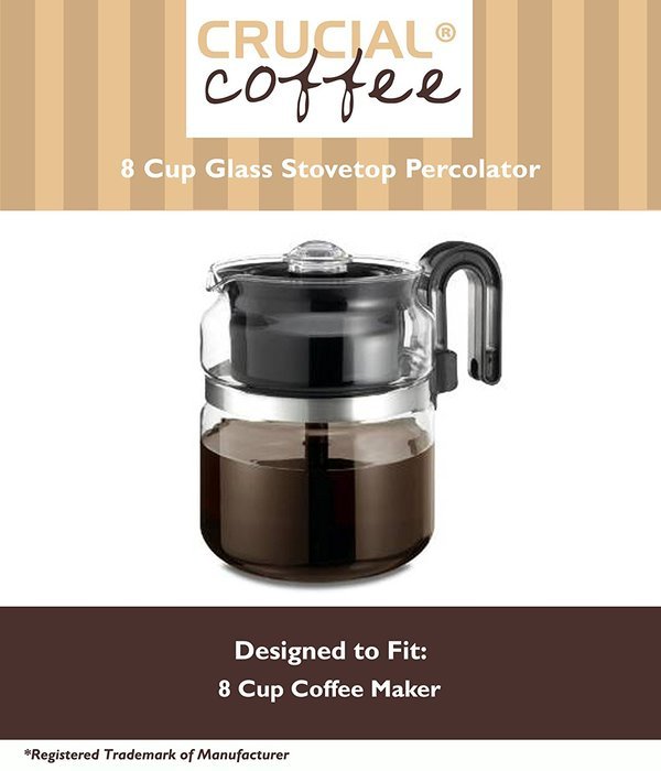 8 Cup Glass Stovetop Percolator, Compare to Part # PK008