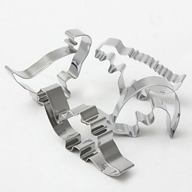 Sher Stainless Steel Dinosaur Cookie Cutter Mold Cake Fondant Biscuit Baking Mould,Set of 4 N2