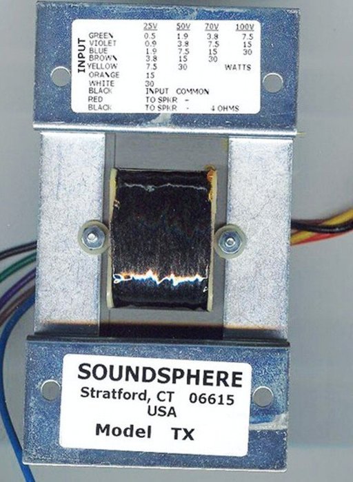 Soundsphere TX100 100-Watt Transformer with Multiple Power Taps For use with Q-8 Loudspeaker