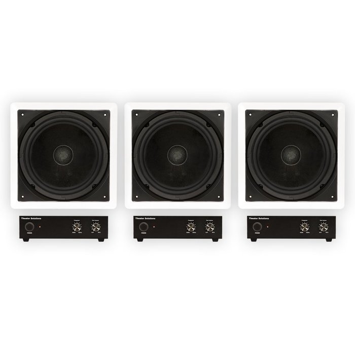 Theater Solutions TS1000 Passive 10" Home Theater In Wall 3 Subwoofers and 3 Amps Set