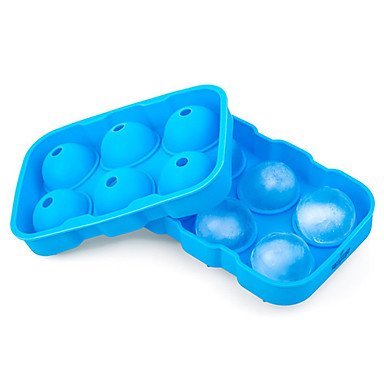 Sher 6 Ice Ball Mold Maker Silicone Mold Leak Proof Secure Closure Silicone Ice Tray , white N4