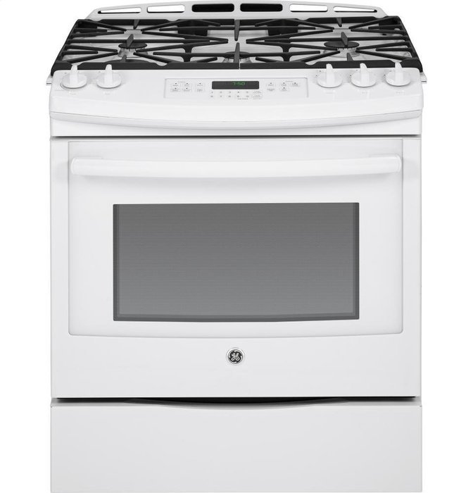 GE JGS750DEFWW 30" White Gas Slide-In Sealed Burner Range - Convection N3