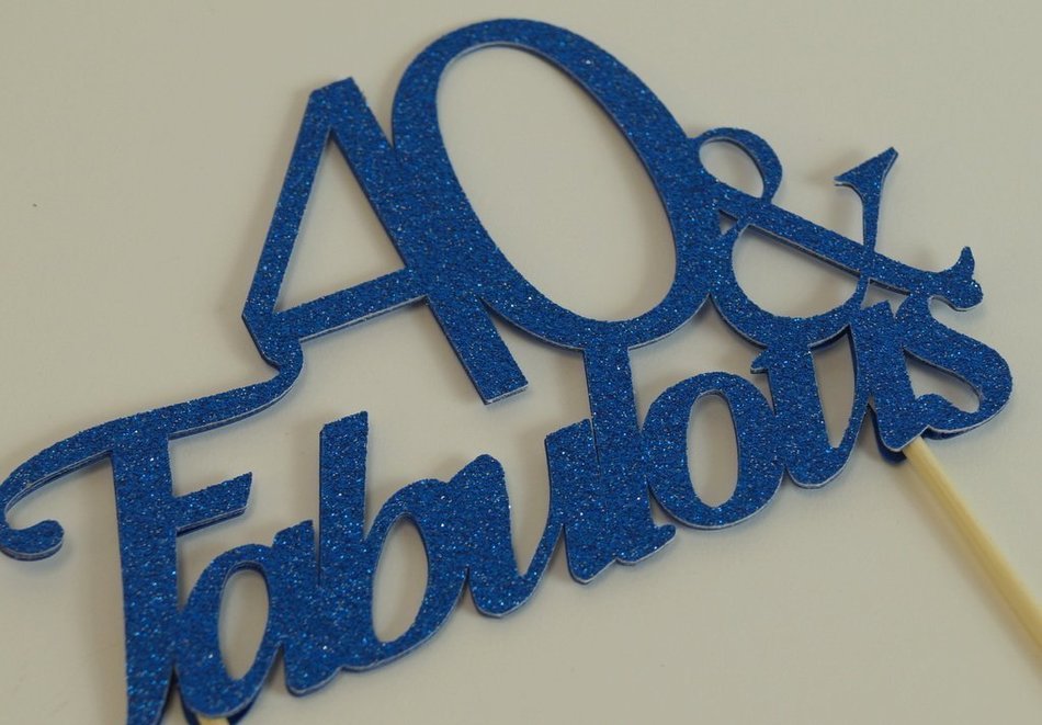 All About Details Blue 40-&-fabulous Cake Topper N2