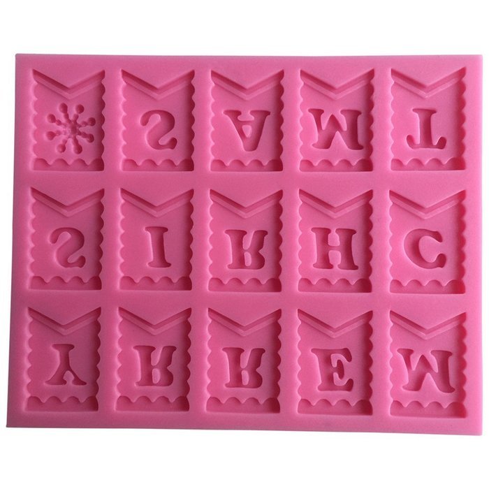 FLY Banner With Alphabet Silicone Fondant Cake Mold For Cake Decorating,Pink N2