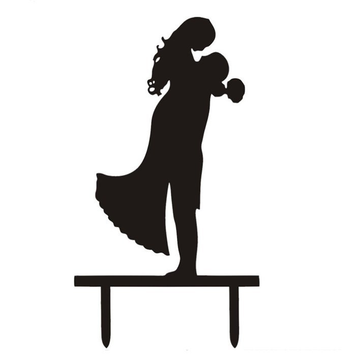 Ecape Acrylic Cake Topper of Engagement and Wedding with Groom Holding Bride Black Pack of 1 N16