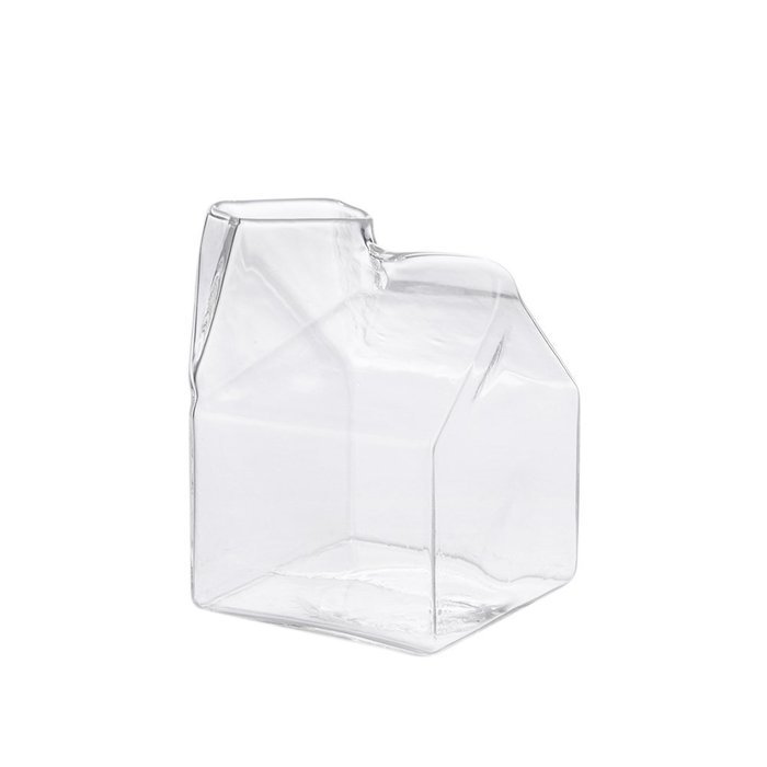 SIO Creative Creamer Half Pint Milk Cup Carton Shape Milk Glass Cup N4