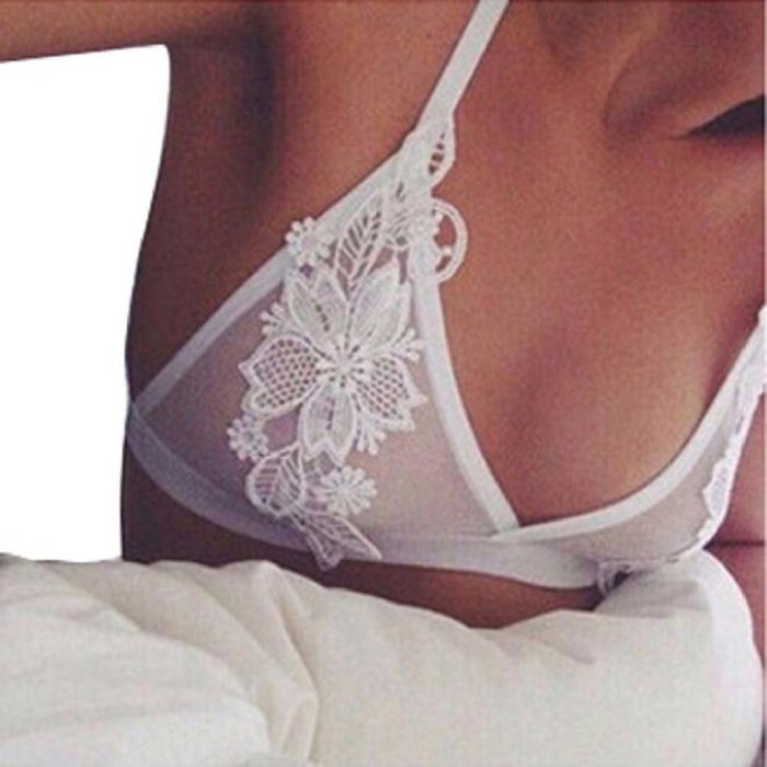 Bra Top ，Beautyvan ComfortableWomen Translucent Underwear Sheer Lace Strap Bra Top (S, White)