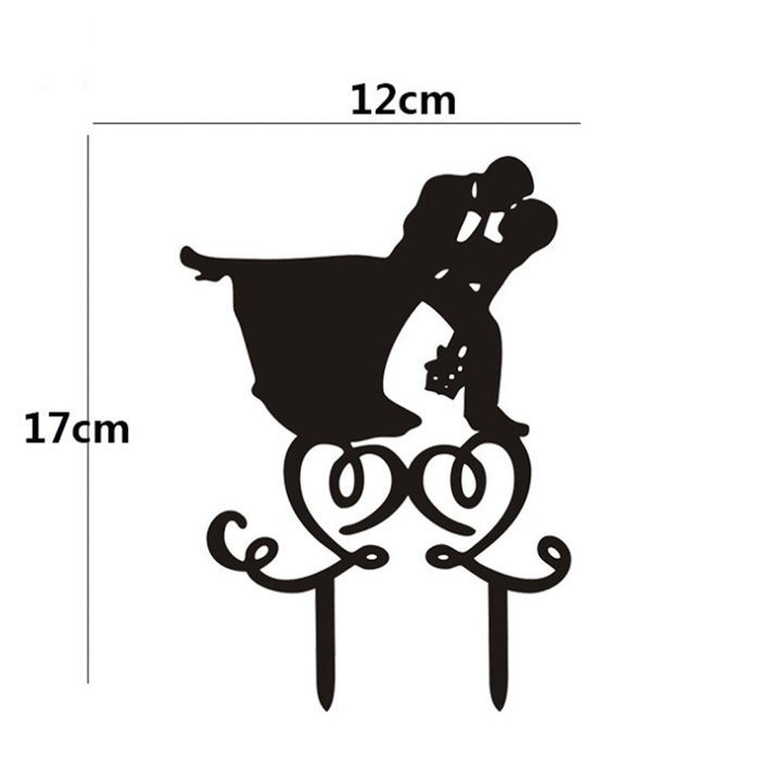 Ecape Acrylic Cake Topper of Engagement and Wedding with Groom Holding Bride Black Pack of 1 N21