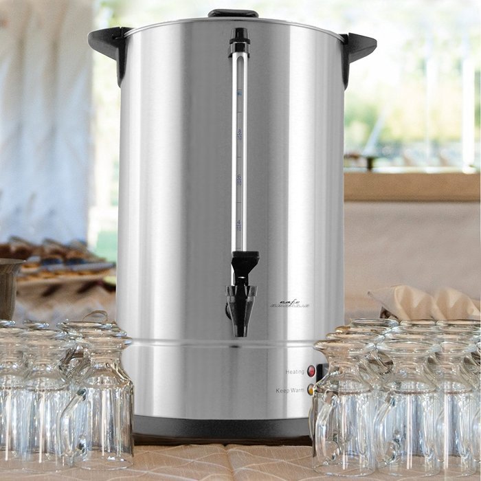Cafe Amoroso 100 Cup Stainless Steel Coffee Urn - Premium Commercial Double Wall Design - Perfect For Catering... N7