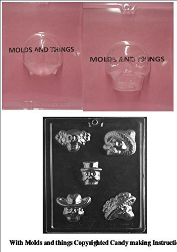 Medium 3D Skull Chocolate Candy Mold, Day of the Dead chocolate candy mold With &copy; Candy Making Instruction
