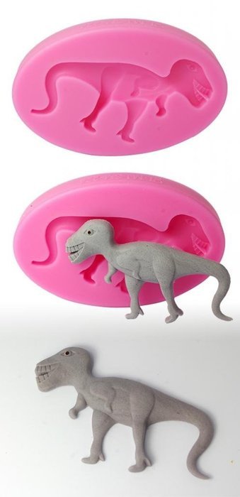 FOUR-C Fondant Molds Dinosaur Silicone Mould for Cupcake Color Pink