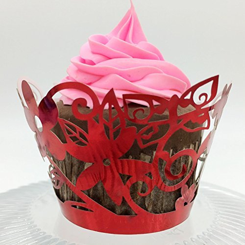 CozyT 50 PACK Flowers Cupcake Wrappers Artistic Bake Cake Paper Cups Vine Lace Laser Cut Liner Baking Cup Muffin... N7