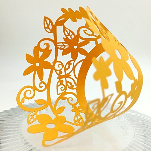 CozyT 50 PACK Flowers Cupcake Wrappers Artistic Bake Cake Paper Cups Vine Lace Laser Cut Liner Baking Cup Muffin... N9