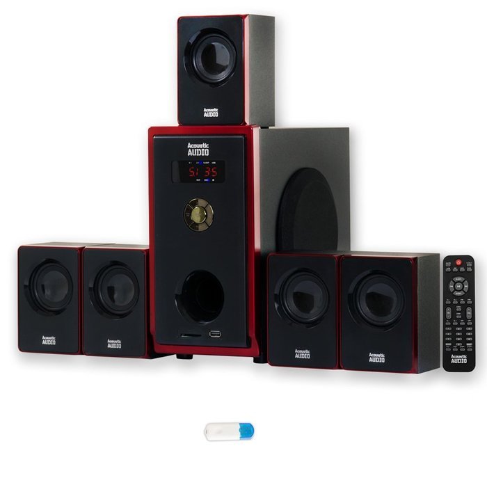 Acoustic Audio AA5103 Home Theater 5.1 Speaker System with USB Bluetooth Surround Sound N2