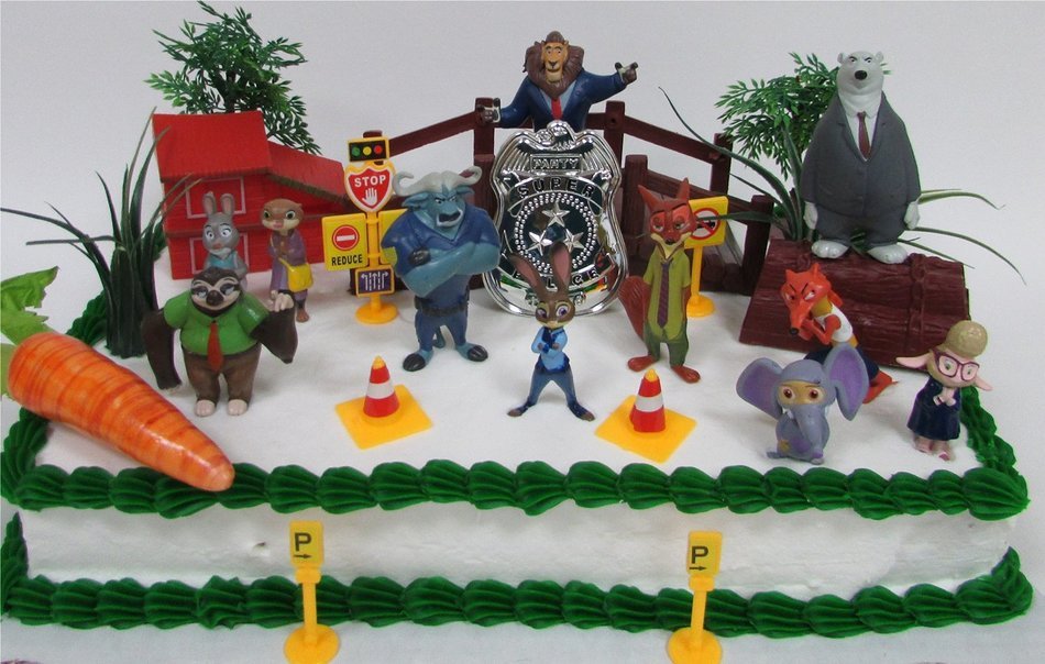 ZOOTOPIA 20 Piece Birthday CAKE Topper Set Featuring Judy Hopps, Nick Wilde, Major Lionhart - Themed Decorative... N2