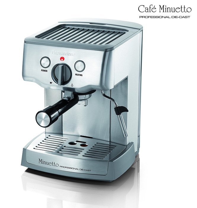 Espressione 1324 Cafe Minuetto Professional Die-Cast Espresso/Cappuccino Maker, Silver N4