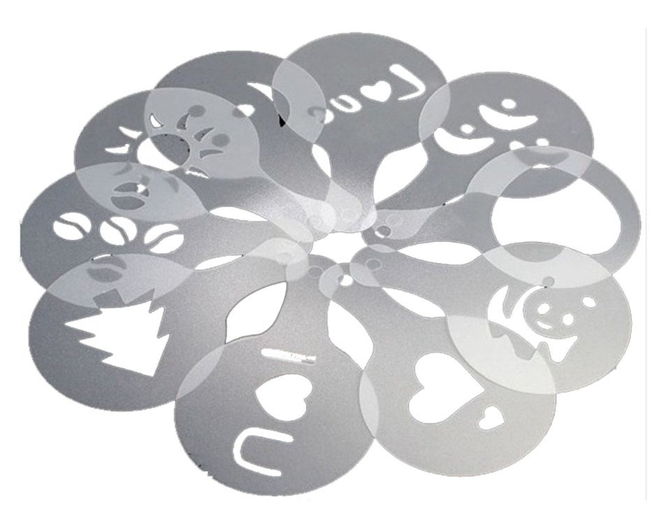 Teanfa Coffee Stencil Cappuccino Barista Plastic Decorating Food Pastry Stencil Coffee Barista Stencils Template... N4