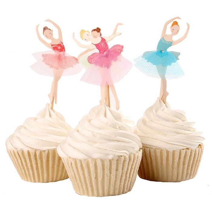 BETOP&reg; Set of 24 Pieces Cute Ballet Dancer Girls Fairy Peri Dessert Muffin Cupcake Toppers for Picnic Wedding... N6