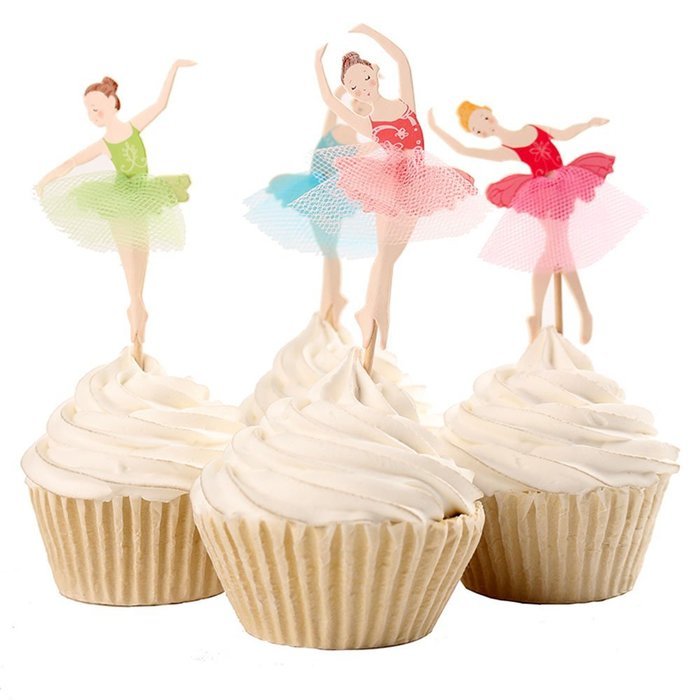 BETOP&reg; Set of 24 Pieces Cute Ballet Dancer Girls Fairy Peri Dessert Muffin Cupcake Toppers for Picnic Wedding... N7