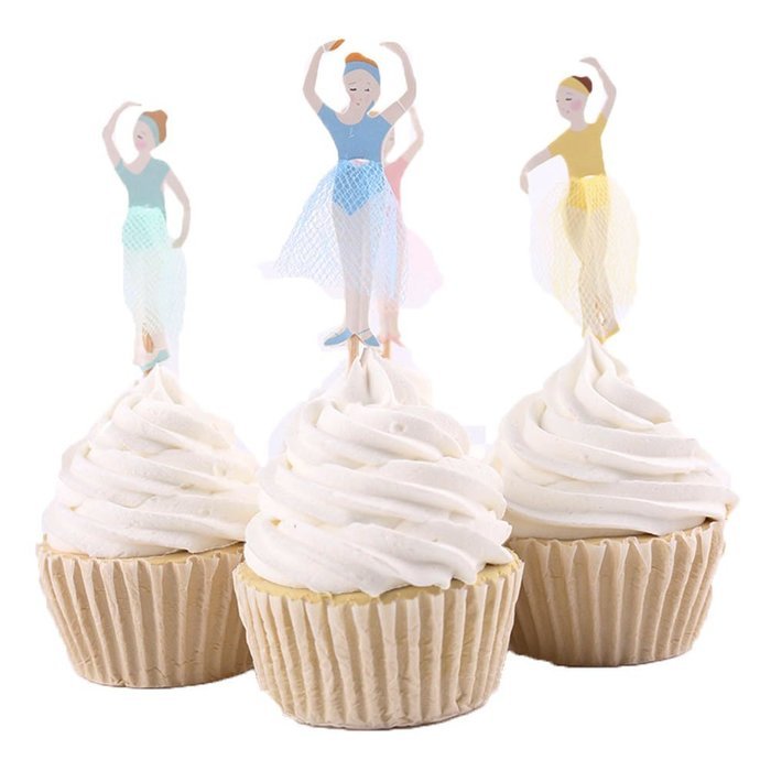 BETOP&reg; Set of 24 Pieces Cute Ballet Dancer Girls Fairy Peri Dessert Muffin Cupcake Toppers for Picnic Wedding... N8