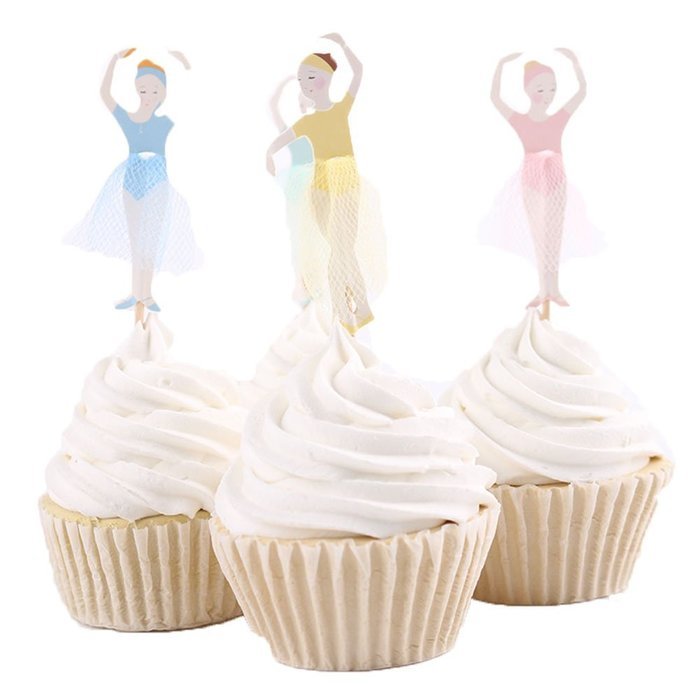BETOP&reg; Set of 24 Pieces Cute Ballet Dancer Girls Fairy Peri Dessert Muffin Cupcake Toppers for Picnic Wedding... N9
