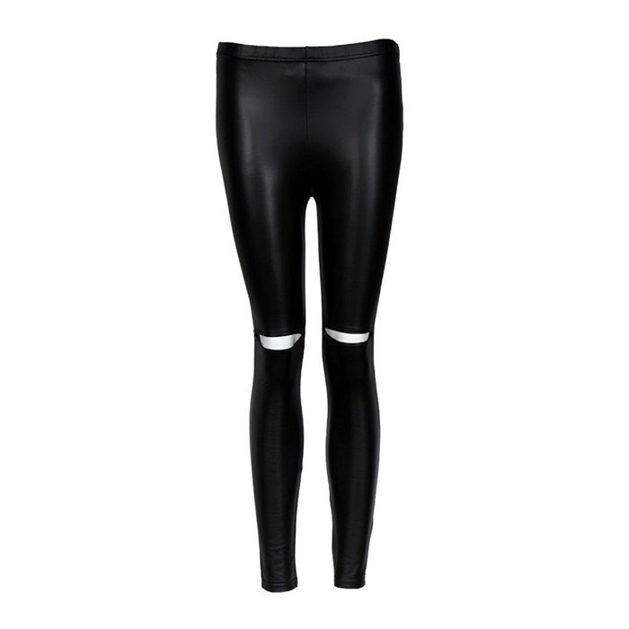 PHOTNO Black Women Stretchy PU Leather Trousers Skinny High Waist Leggings Pencil Pants N2