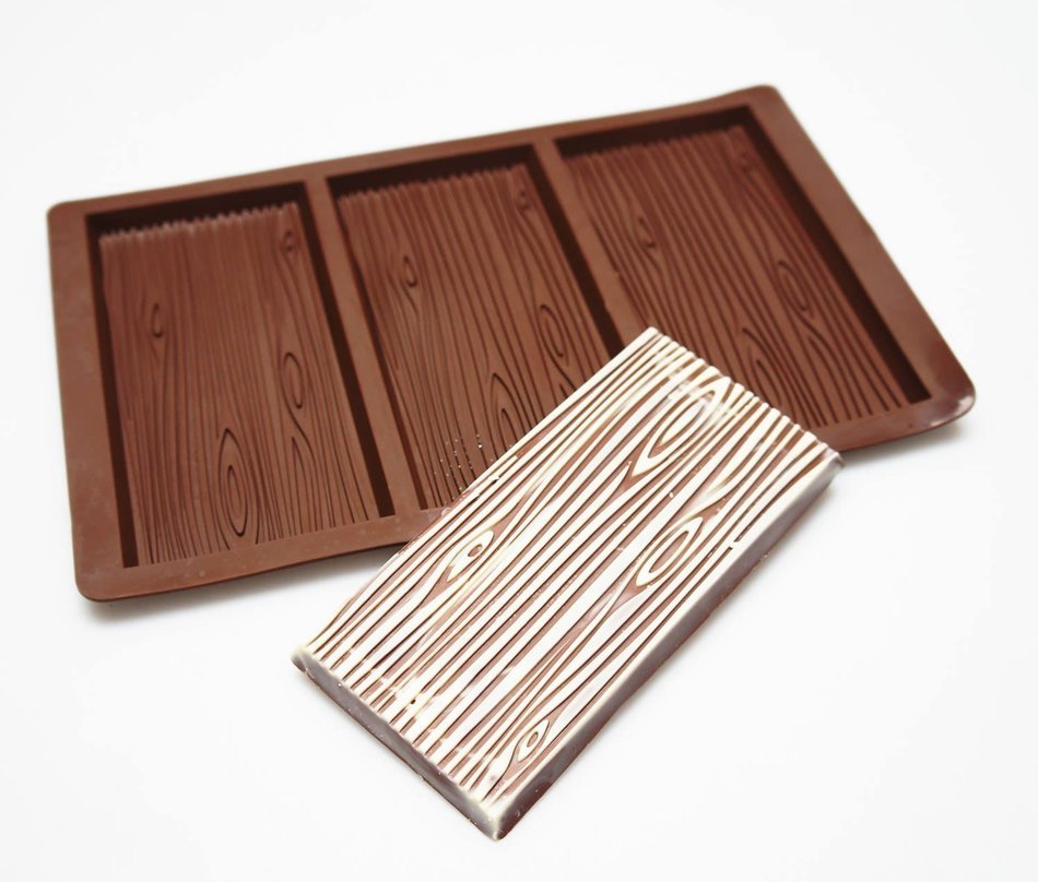 Silicone 3 Bar Wood Grain Effect Chocolate Mold N3