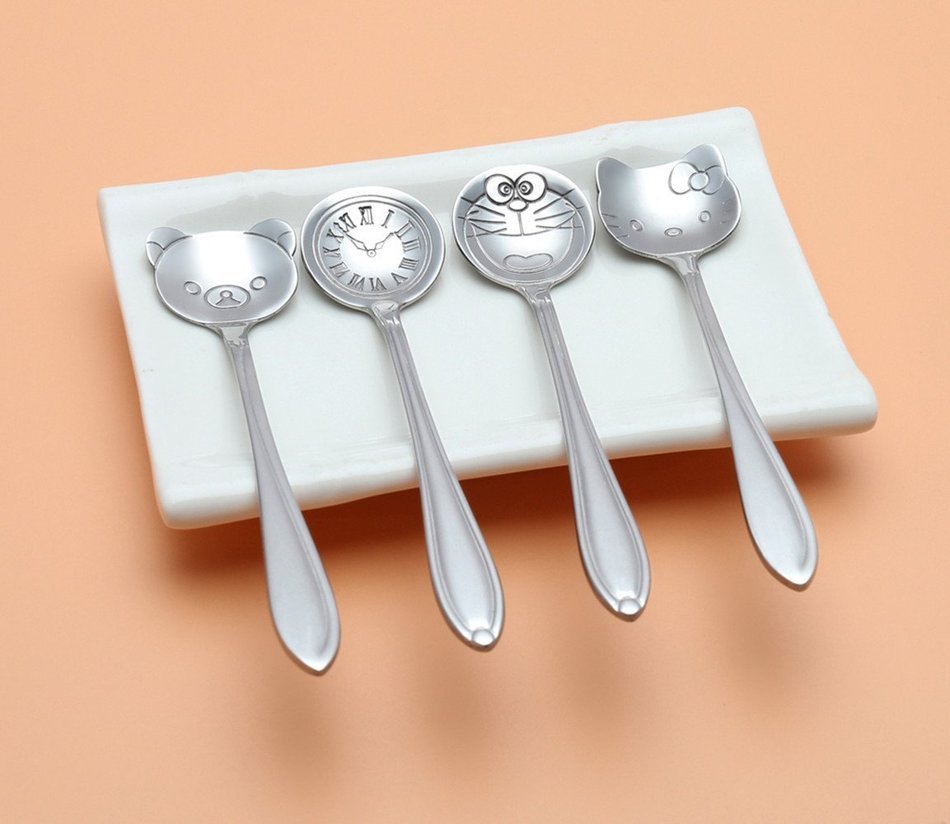 Allure Maek Set of 4 Stainless Steel Tableware Creative Clock Coffee Spoon,Stirring Spoon, Sugar Spoon,Tea Spoon... N2