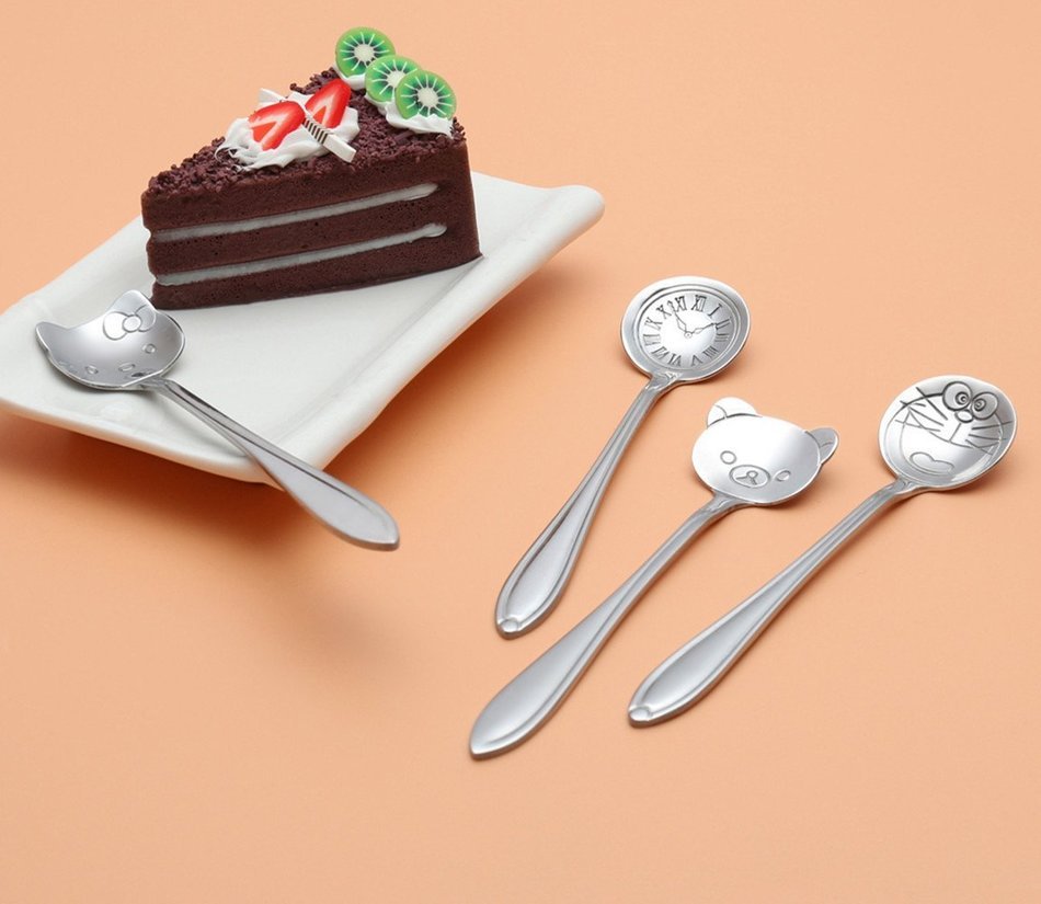 Allure Maek Set of 4 Stainless Steel Tableware Creative Clock Coffee Spoon,Stirring Spoon, Sugar Spoon,Tea Spoon... N3
