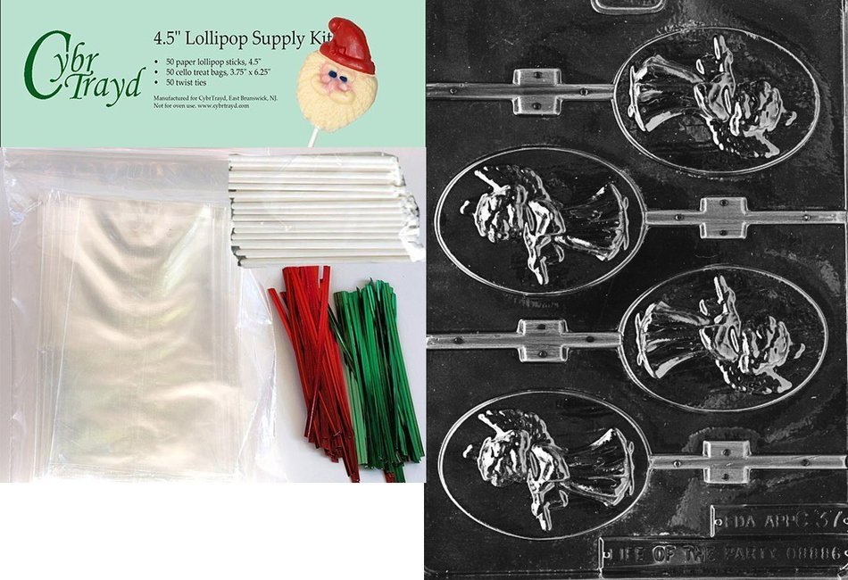 Cybrtrayd 45stK50C-C037 Oval Angel Lolly Christmas Chocolate Mold with Lollipop Kit and Molding Instructions,...